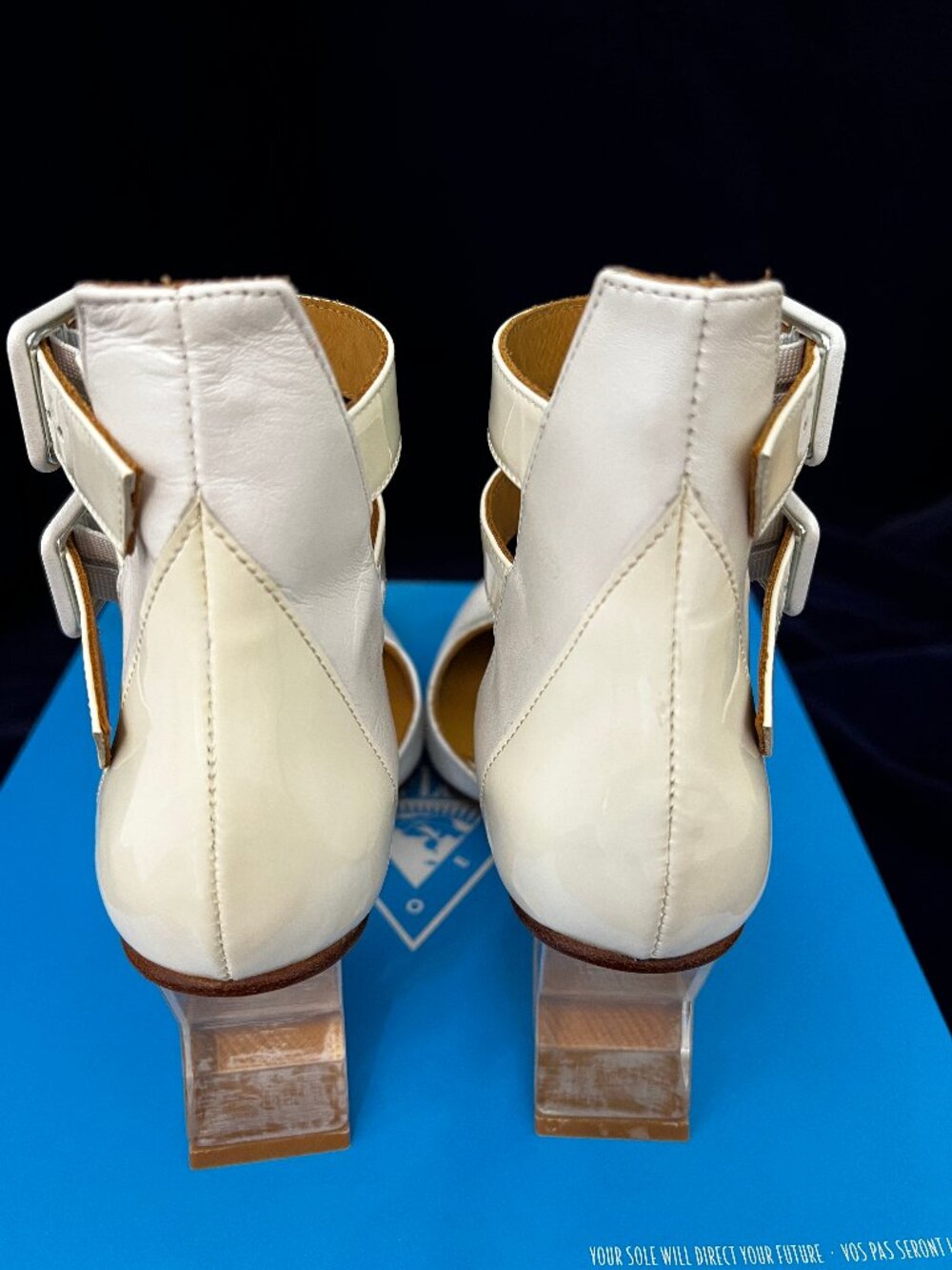 Fluevog  Modern Living Slant Ankle strap heel white size 6 - Picture 10 of 11